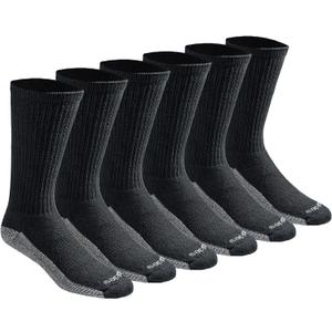 Dickies Men's Dri-Tech Original Moisture Control Crew Socks, (X-Large, Black (6 Pairs)