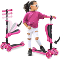LaScoota 2-in-1 Kids Kick Scooter, Adjustable Height Handlebars and Removable Seat, 3 LED Lighted Wheels and Anti-Slip Deck, for Boys & Girls Aged 3-12 and up to 110 Lbs.