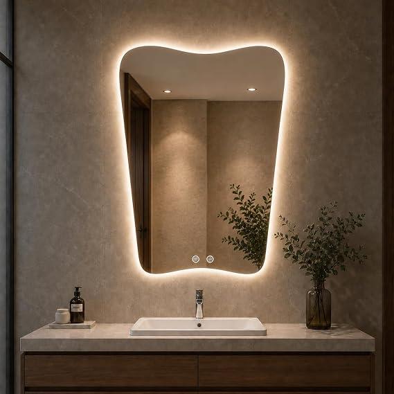 22x30 Inch Backlit Bathroom Mirror, Frameless LED Vanity Mirror with Lights, Dimmable Anti-Fog,Vertical Wall Mount for Bathroom Makeup, 3 Color Changing, Shatterproof, Touch Sensor