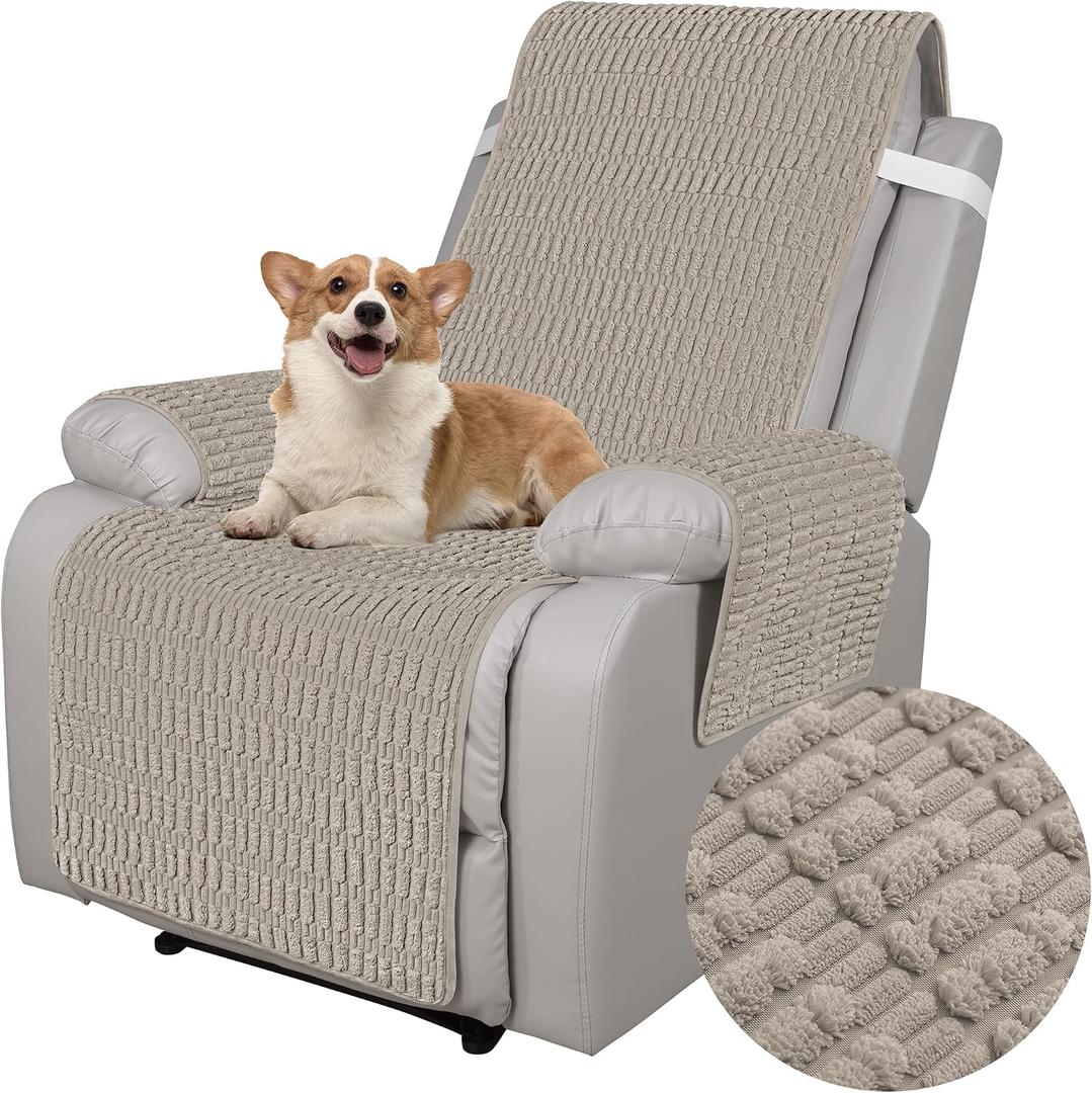 Foxdecor Recliner Chair Covers, Recliner Cover Non-Slip Chair Covers, Washable Recliner Couch Cover Furniture Protector, Covers for Recliner Chair with Elastic Straps. (Brown, 23" W)