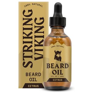 Striking Viking Beard Oil for Men - 2 Fl Oz, Citrus Scent - Naturally Derived Conditioner with Almond, Tea Tree, Argan & Jojoba Oil for Beard Growth, Softening & Moisturizing