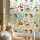 Countewol Privacy Window Films Stain Glass Cling No Glue Anti-UV Window Sticker for Bathroom Bedroom Living Room(Forest Rainbow 70.86" L*30.7" W)