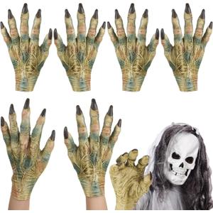 Panitay 2 Pairs Halloween Monster Gloves Costume Zombie Hands Cosplay Party Props Halloween Hand for Men Women