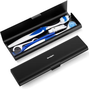 Wider Aluminum Toothbrush Travel Case, Portable Travel Toothbrush Holder, Durable Manual Toothbrush Box Container for Traveling, Bathroom, Camping, Business Trip, Black (1 Pack (Large))
