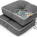 SUNROX LokGrip Non Slip Gel Memory Foam Chair Cushions for Tailbone Pain Relief, Tufted Stain Resistant Thicken Durable Seat Pad Cushion for Kitchen Dining Office 17"x16" Set of 2, Heather Charcoal
