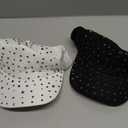 Loopeer 2 Pcs Adjustable Breathable Rhinestone Baseball Cap for Women Men Sequins Casual Sports Cap Rhinestone Hat (Black, White)