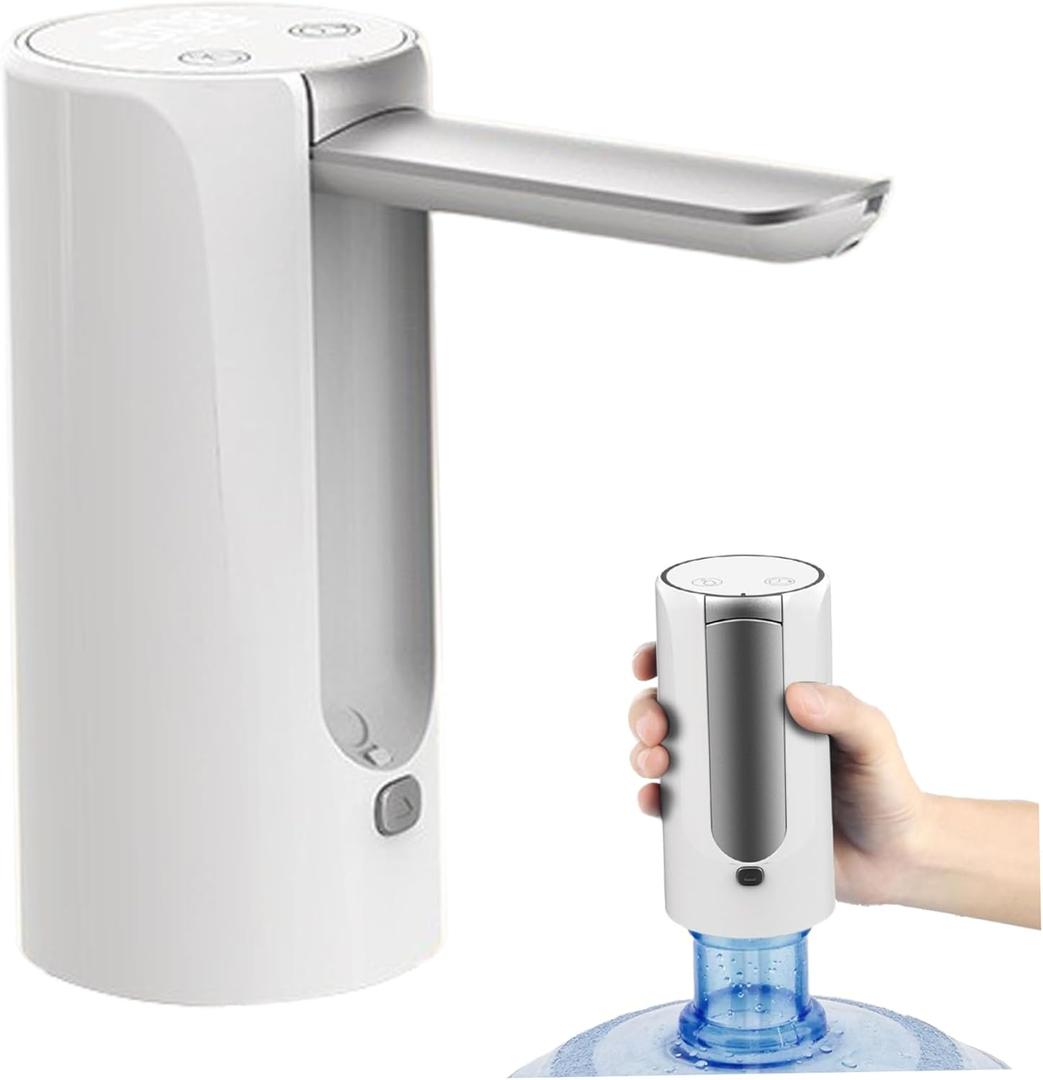 Water Gallon Dispenser, 3 Levels Water Dispenser, Foldable Portable Pump with LED Dispaly and Tube for 1-5 Gallon Jug for 1-5 Jug, Camping Kitchen
