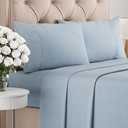 Queen Size 4 Piece Sheet Set - Comfy Breathable & Cooling Bed Sheets Set - Hotel Luxury Bedding for Women, Men, Kids, Teens, Boys & Girls - Deep Pockets, Soft & Wrinkle Free - Blue (Heathered Sheets)