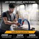 24000 Lumen LED Work Lights with Stand, Floodlight Work Light 2 Adjustable Head Work Light with 16FT IP67 Waterproof Tripod Work Light Stand for Construction Lighting