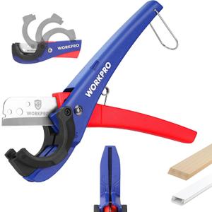 WORKPRO PEX Cutter, Hose Cutter with 1/8"-1-5/8" Cutting Capacity, specific angle(30, 45) for Cutting Rectangular Cord Cover, Tubing Cutter for PPR, PE, PP, Suitable for Home and Plumbing Repairs