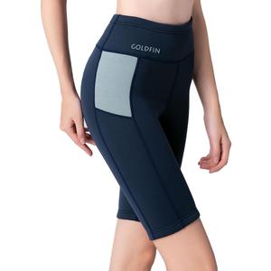 GoldFin Wetsuit Shorts for Women, 2mm Neoprene Short Wetsuit for Water Sports Surfing Diving Swimming Kayaking (Large, Navy)