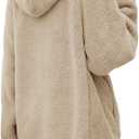Yanekop Womens Oversized Sherpa Jacket Fuzzy Fleece Zip Up Jacket Warm Winter Coats Faux Fur Coat with Pockets, Large