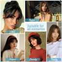 Clip in Bangs, Wispy Bangs Hair Clip,Natrual Fake Bangs Fringe with Temples Hairpieces for Women Clip on Faux Bangs Hair Extensions for Daily WearDark Brown Mix Dark Auburn