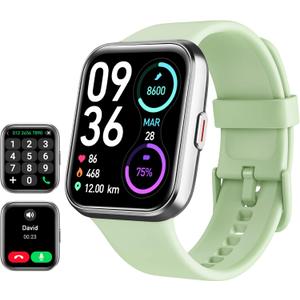Tensky Smart Watch for Men Women(Call Receive/Dial), Alexa Built-in, 1.8" Touch Screen Fitness Tracker with Heart Rate Sleep Tracking, 100 Sports Modes, 5ATM Waterproof Smartwatch for Android iPhone (Green)