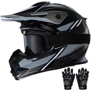 TRIANGLE Adult Dirt Bike Helmet Full Face Motocross Helmets DOT Certified, Dark Gray, Large 