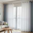 Ombre Sheer Curtains for Living Room Bedroom, Grommet Top Gradient Semi Sheer Light Filtering Home Decor Window Drapes, Set of 2 Panels, Grey, 52x63 Inch