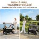 ELEMARA All-Terrain Stroller Wagon for 2 Kids, Foldable Kids Wagon Stroller Includes Removable Canopy,Mosquito net, Adjustable PushPull Handle,Snack Tray & Cup Holders, Storage Basket, Grey+Black