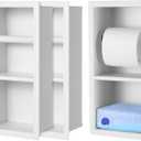 Honeydak Recessed Toilet Paper Holder 304 Stainless Steel Tissue Paper Holder Bathroom Storage in Wall Tissue Toilet Roll Frame Space Saving Restroom Napkin Frame(White,2 Pcs) (13.5 x 7 x 4'')