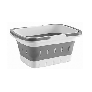 ANNIYA 1 Pack Portable Plastic Shower Caddy Tote, Collapsible Small Basket with Handles, Box Organizer Bin for Bathroom, Kitchen, College Dorm,Gym (Grey)