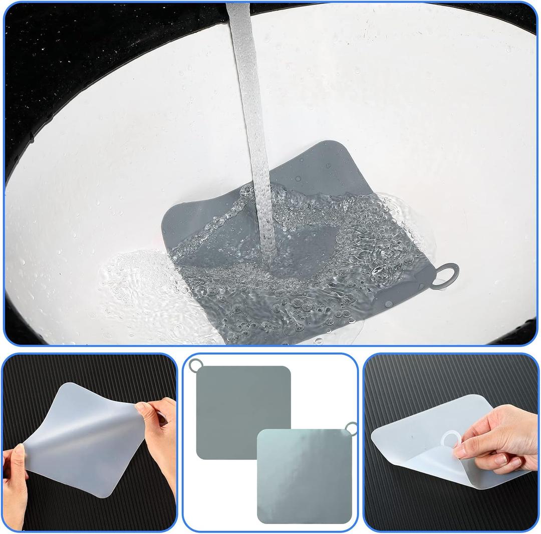 Yinkin 1 Pc Shower Drain Cover Floor Drain Cover to Keep Bugs Out Silicone Tub Stopper Sewer Anti-Odor Mat Deodorizing Plugs for Bathroom Kitchen Laundry(Grey,5.79 x 5.79 Inch)