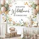 Avezano Wildflower 1st Happy Birthday Backdrop Wildflower First Birthday Party Decorations for Girls Watercolor Floral 1st Party Banner Photoshoot Background (7x5ft)