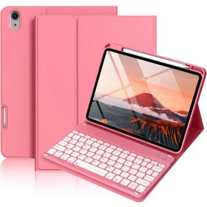 Case for iPad 11th/10th Generation with Keyboard, 11-inch A16 & 10.9 inch 7 Colors Backlit Wireless Bluetooth Keyboard Case with Pencil Holder, Cover for iPad 11/10 Gen 2025/2022, Red