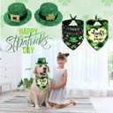 4Pcs Green Irish St. Patrick's Day Dog Hat & Bandana Set with Shamrock Decor, Reversible, Adjustable, Lightweight, All Ages