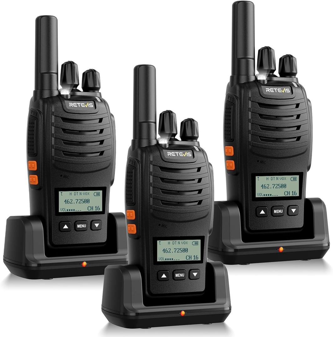 Retevis H777D Walkie Talkies Long Range with LCD Screen, Emergency 16CH, NOAA, USB-C Charging, Handheld Rechargeable 2 Way Radio, Durable Two Way Radio for Hunting Camping Off-Road(3 Pack)