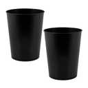 Bath Bliss 5 Liter Small Wastebasket | 2 Pack | Round Open Top | Trash Can | Bathroom | Bedroom | Kitchen | Office | Dorm | Disposal Waste Bin | Garbage | Matte Black
