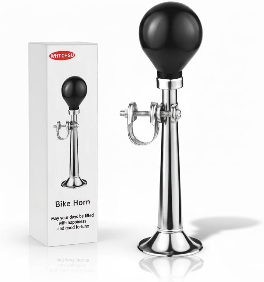 Bike Horn for Adults Classic Horn Metal Squeeze Clown Horn, Fits All Bicycle Handle Bar, Loud Sounds (Silver)