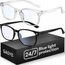 Gaoye Blue Light Glasses for Computer & Gaming - Anti UV Ray Lenses, Scratch-Resistant & Comfort Fit (Medium, 2 Black & Transparent Grey)