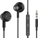 Wired Earbuds Noise Isolating In-Ear Headphones Earphones with Mic Volume Control 3.5mm Plug for Sports Workout Compatible with Cell Phones Android Samsung Galaxy Moto Tablets Laptops Computer (Black)
