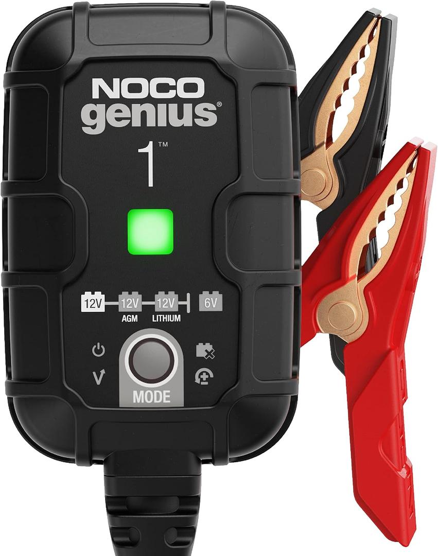 NOCO GENIUS1: 1A 6V/12V Smart Battery Charger  Automatic Maintainer, Trickle Charger & Desulfator with Overcharge Protection & Temperature Compensation  For Lead-Acid & Lithium Batteries