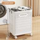 BOHOIDEE Large Foldable Laundry Hamper with Wheels and Handle, Collapsible Rolling Laundry Basket, Versatile Portable Storage Basket for Laundry/Bathroom