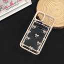 NITITOP Compatible with iPhone 11 Case with Card Holder Clear Cute Bow Ribbon for Women Girls Colorful Frame Soft TPU Wallet Shockproof Protective Cover - Light Pink