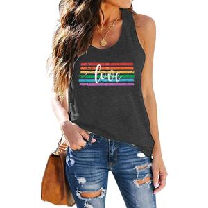 TAOHONG Pride Shirt Women Rainbow Love Tank Top Funny LGBT Equality Tanks Gay Pride Casual Summer Sleeveless Shirt Vest Top, M