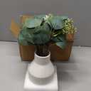 Dahey Artificial Eucalyptus Stems in Ceramic Vase Centerpiece Table Decorations Modern Farmhouse Decor Fake Eucalyptus Plants with Vase for Bathroom Kitchen Shelf Living Room Home Decor, White