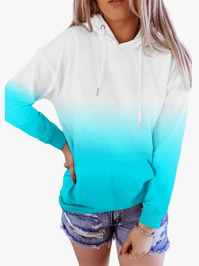 YOCUR Womens Tie Dye Crewneck Pullover Shirt Lightweight Sweatshirt Casual Loose Trendy Puff Sleeves Long Sleeve Tops,2XL