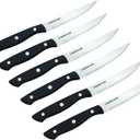Farberware Triple Riveted Steak Knife Set, 6-Piece, High-Carbon Stainless Steel Knife Set, Razor-Sharp Steak Knife Set with Fine Edge Blades, Black (4.5")