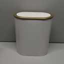 KSSKSS 1.8 Gallons Small White Bathroom Trash Can with Lid, Slim Bathroom Garbage Bin, Dog Proof Trash Can with Pop-Up Lid for Bedroom,Toile, White