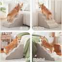 Laojin Balhen Dog Stairs for Small Dogs & Cats 15.7" H, High Density Foam Dog Steps Ramp for Couch Sofa and Chair, Widened 3-Step Pet Stairs with Non-Slip Bottom and Remove Washable Cover, Beige