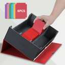 tombert Card Storage Box - 1800+ Capacity Case with 6 Dividers & Secure Magnetic Seal for TCG, MTG, YuGiOh, Sport Cards (3 Rows-White & Red)