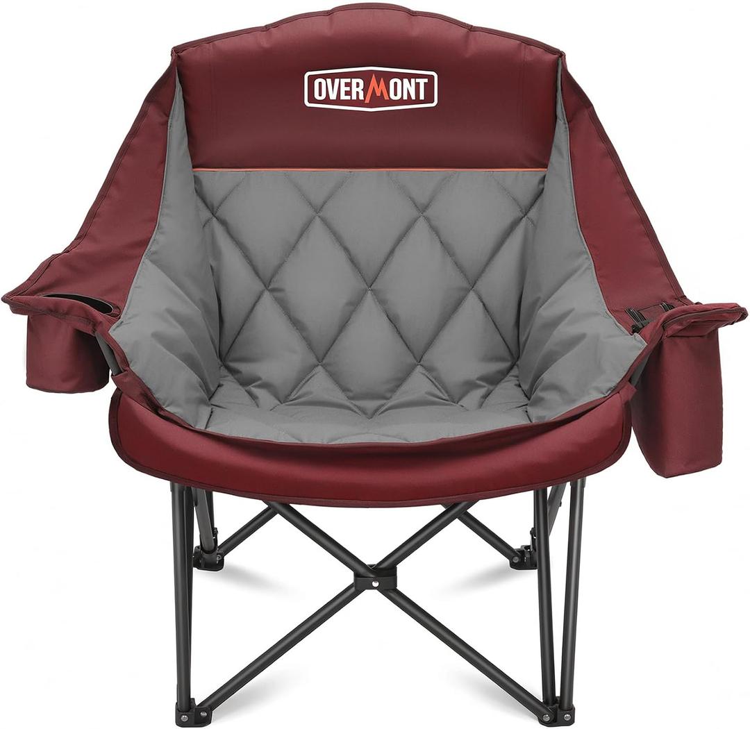 Overmont Oversized XL Camping Chair for Adults 500 lb Support, 23 inches x 22 inches x 37 inches