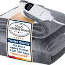 Bedsure Electric Blanket Twin with Preheat Function - Soft Flannel Heated Blanket Twin Size, Fast Heating with 6 Time Settings (Up to 10H) & 6 Heat Settings, Gifts for Grandma (62x84 inches, Grey)