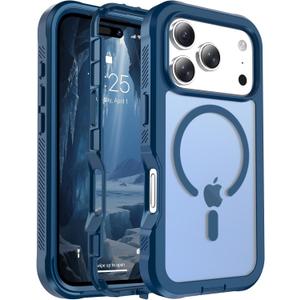 Jaroco Magnetic for iPhone 17 Pro Case, [Compatible with MagSafe][Military Grade Drop Protection][Heavy Duty Protection][Non-Slip][Shockproof] 2-Layer Durable Bumper Phone Casee 6.3''-Deep Blue