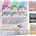 Spacrea Pen Holder Desk Organizer - Desk Organizers and Accessories, Pencil Holder with 10 Compartments and 1 Drawer（White）