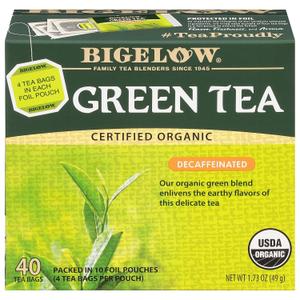 Bigelow Organic Decaffeinated Green Tea, 40 Count (Pack of 6), 240 Total Tea Bags