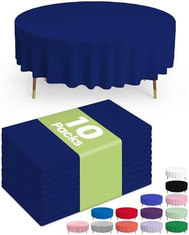 Pureegg Plastic Table Cloth Disposable 10 Pack, 84'' Round Table Cloths, Graduation Decorations Class of 2025, Graduation Party, Tablecloths, Round, Plastic Cover, Leakproof & Sturdy, Navy Blue