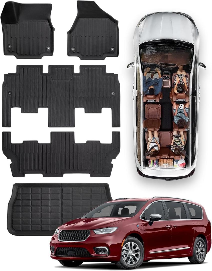 ONLY for Chrysler Pacifica Hybrid Limited Floor Mats 2023 2022 2021, Full Set All Weather Cargo Liners Trunk Mat Carpet Rubber for Pacifica Hybrid Limited Car Interior Accessories 2021-2023