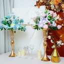 10Pcs/Set Flower Centerpiece Table Decorations Gold Trumpet Vases with Crystal Bead for Wedding Centerpieces Birthday Party Event Home Decor